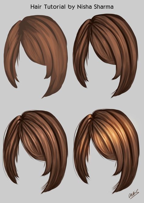 ArtStation - Hair Rendering Tutorial, Nisha Sharma Hair Painting Reference, How To Paint Hair, Hair Rendering Tutorial, Hair Painting Art, How To Shade Hair, Hair Rendering, Rendering Tutorial, Hair Shading, Painting Hair