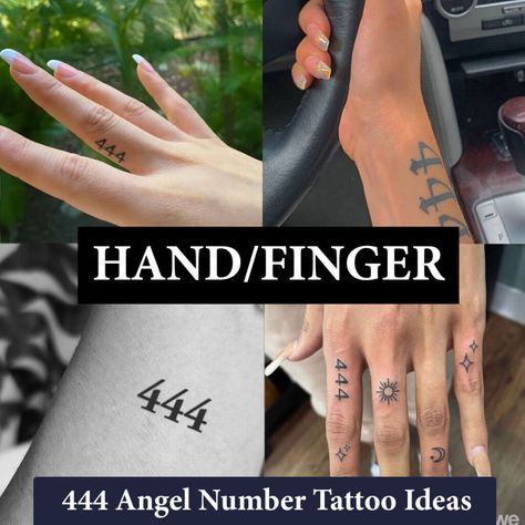 23 Best 444 Angel Number Tattoo Ideas (Sorted By Body Parts) 444 Hand Tattoo Ideas, Angel Number Tattoos 444, 444 Tattoos For Women, 444 Angel Number Tattoo Ideas, 444 Angel Numbers Tattoo, Angle Numbers Tattoo, 224 Tattoo Ideas, Angel Number Tattoo Placement, Number Tattoo Placement