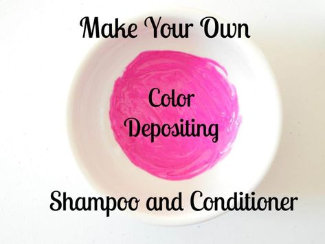 Make your own color depositing shampoo and conditioner with this recipe using regular hair products and bright colored dye. Diy Overtone. Color enhancing hair shampoo and conditioner refreshes bright and pastel hair colors. Color Depositing Conditioner, Diy Conditioner, Dove Shampoo, Diy Hair Dye, Color Depositing Shampoo, Diy Dye, Pink Hair Dye, Diy Hair Color, Diy Shampoo