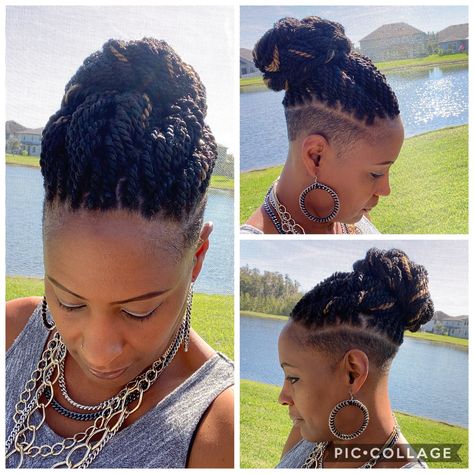 Shaved Sides Protective Styles, Braids And Mohawk Black Women, Side Shaved Braids Black Women, Shaved Sides Braids Hairstyles, Braided Mohawk Black Hair Shaved Sides, Loc Styles With Shaved Sides Black Women, Loc Mohawk Styles Shaved Sides, Micro Locs With Shaved Sides, Tapered Braids