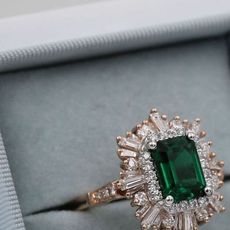 Heidi Gibson on Instagram: "Added to the ready to ship section today: an oversized mixed metals Emerald Cut Octagon with Chatham emerald and diamonds, currently a size 6, can be resized - get her while she’s 🔥" Emerald Emerald Cut Engagement Ring, Engagement Rings Diamond And Emerald, Emerald And Pearl Engagement Ring, Emerald Engagement Ring Stack, Panna Ring, Antique Emerald Engagement Ring, Emerald And Diamond Engagement Ring, Heidi Gibson, Gold Ideas