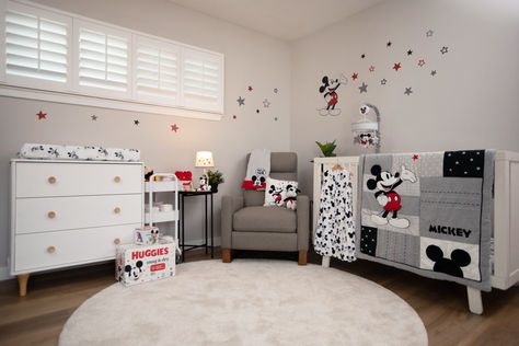 Nursery room idea! Mickey And Friends Nursery, Boy Disney Nursery, Mickey Mouse Nursery Boy, Disney Theme Nursery, Disney Baby Room, Disney Baby Rooms, Disney Baby Nurseries, Mickey Mouse Nursery, Disney Themed Nursery