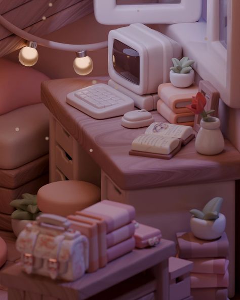 Just finish my new project 🤩 Here’s a close-up, wanna see the full render? 🫣 #blender #blender3dcycles #blender3d #blendercommunity #blenderrender #cute #cozy #cozyvibes #cozycottage #pink #render Blender Aesthetic, Blender Room, Enviroment Art, Blender Scenes, Animation Practice, Isometric Room, Voxel Art, Girly Vibes, 3d Room