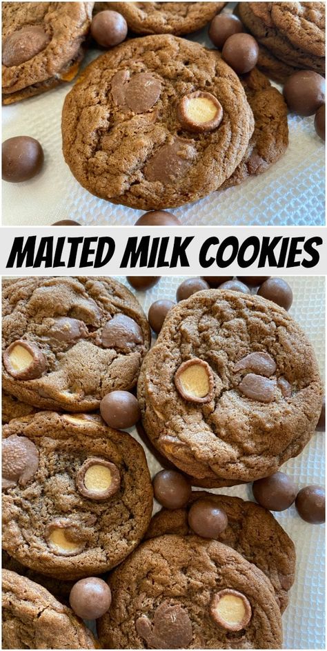 Malted Milk Cookies recipe from RecipeGirl.com #malted #milk #cookie #balls #chocolate #cookies #recipe #RecipeGirl Malted Milk Balls Recipe, Malted Milk Cookies, Milk Cookies Recipe, Recipes With Chocolate, Malted Milk Powder, Candy Cookies Recipes, Milk Balls, Milk Chocolate Recipes, Malted Milk Balls