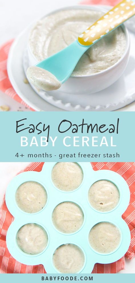 Homemade Baby Cereal, Baby Oatmeal Cereal, Baby Food By Age, Diy Baby Food, Baby Cereal, Easy Oatmeal, Healthy Baby Food, Baby First Foods, Baby Puree