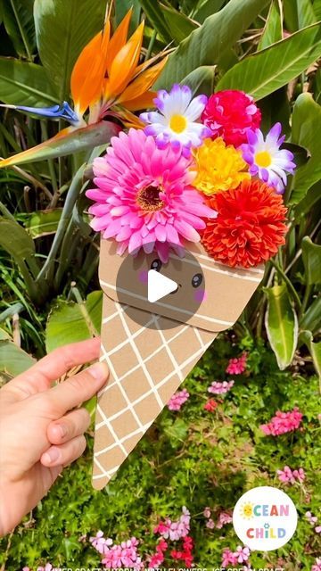 Cardboard Ice Cream, Cardboard Flowers, Teen Book Club, Ice Cream Cone Craft, Ice Cream Craft, Ice Cream Flower, Ice Cream Crafts, Teen Book, Flower Ice