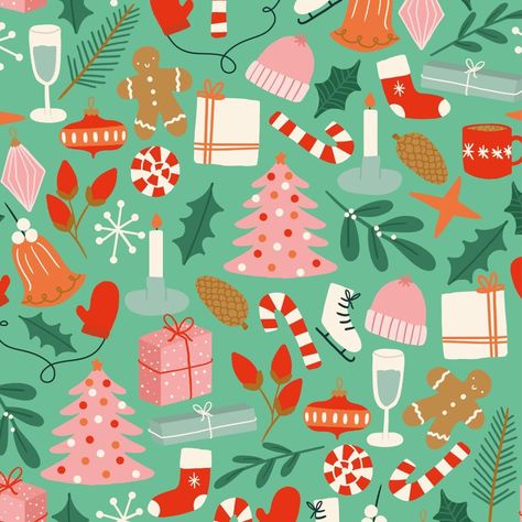 Illustrator & Patterndesigner on Instagram: “This Christmas pattern I made for the collection I recently launched with @nienke_swapt! 🤶🏼🎄⁠ .⁠ .⁠ .⁠ .⁠ .⁠ .⁠ .⁠ .⁠ .⁠ .⁠ .⁠ .⁠ #pattern…” Christmas Card Illustration, Christmas Color Palette, Christmas Illustrations, Wrapping Paper Design, Basic Crochet, Christmas Packaging, The Snowman, Snowman Christmas, Holiday Illustrations