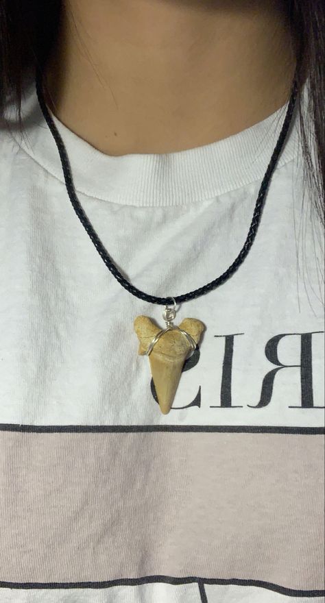 Shark Tooth Necklace Aesthetic, Wire Wrap Shark Tooth, Shark Teeth Necklace, Dr Accessories, Shark Teeth Jewelry, Tooth Jewelry, Shark Tooth Pendant, Tooth Pendant, Shark Tooth Necklace