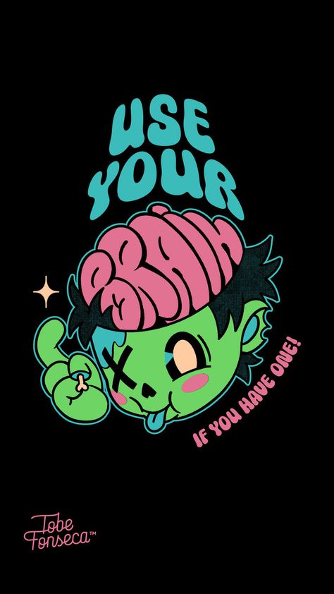 Use Your Brain Zombie funny wallpaper #zombie #useyourbrain #wallpaper #tobefonseca Wallpaper Zombie, Zombie Funny, Zombie Brain, Green Zombie, Zombie Brains, Zombie Wallpaper, Use Your Brain, Brain Drawing, Cute Zombie