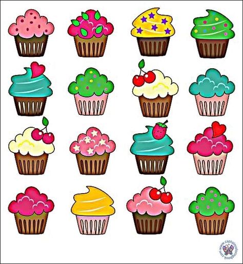 Cupcake Clipart Cute, Free Cupcake Printables, Cupcake Clipart Free Printable, Cupcake Pictures Image, Cupcakes Templates, Cute Cupcake Drawing, Cupcakes Pictures, Cupcakes Images, Colored Cupcakes