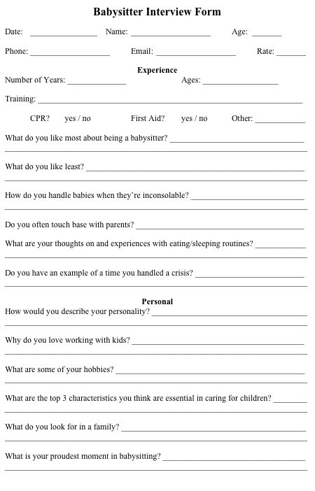 Prego to Legos: Choosing a Babysitter: What to look for and questions to ask Questions For Babysitter Interview, Questions To Ask Babysitter Interview, Questions To Ask When Babysitting, Questions To Ask Parents For Babysitting, Babysitting Questions To Ask Parents, Babysitting Templates, Babysitting Forms, Babysitter Tips, Babysitter Binder