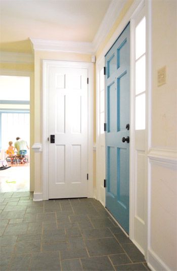 Painting The Back Of Your Front Door A Bold Color (give it a try!) Paint Inside Of Front Door, Interior Front Door Color, Inside Of Front Door, Inside Front Door, Interior Front Door, Interior Design Courses Online, Over The Couch, Young House, Interior Design Courses