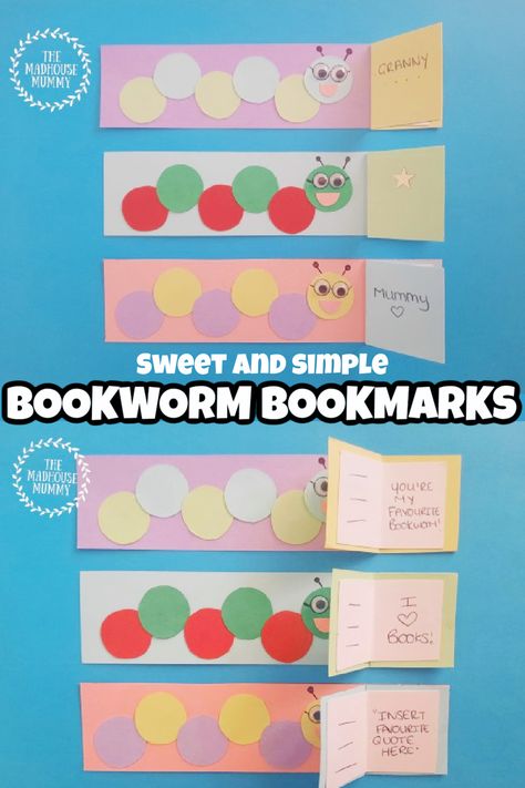 Library Card Craft Preschool, Bookmark Craft For Preschoolers, Bookmark Preschool Craft, Book Theme Crafts, Bookworm Craft, Bookworm Bookmark, Library Crafts For Kids, Book Crafts For Kids, Library Crafts