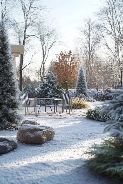 17+ Easy Winter Garden Decor Ideas to Beautify Your Outdoor Area Winter Flowers Garden, Winter Landscaping, Flowers Garden Ideas, Winter Planter, Planter Design, Garden Decor Ideas, Winter Flowers, Flowers Garden, Twinkle Lights