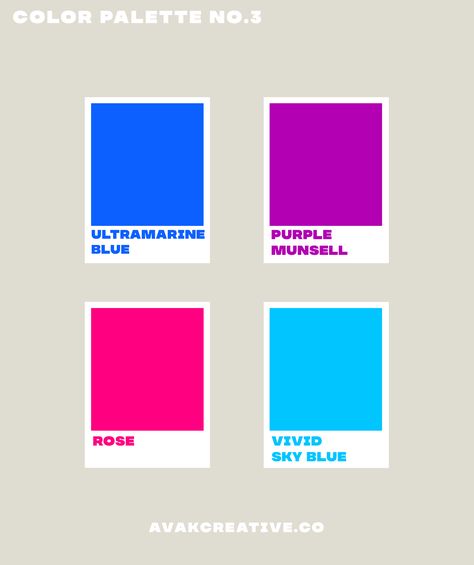 bright color palette, summer color palette, spring color palette Bold Summer Color Palette, Vivid Blue Color Palette, Bright Summer Color Palette, Bright Color Pallets, Purple Palette, Graphic Design Infographic, Palette Design, Design Infographic, Summer Color Palette