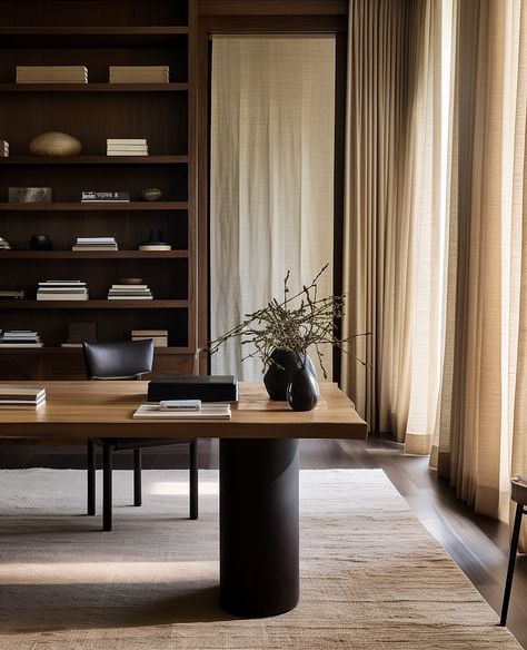 A workspace that inspires focus and creativity ✨ From the earthy tones of natural wood to the soft elegance of neutral hues, these rooms bring calm and sophistication to any office setup. Whether you’re working on your next big project or diving into a good book, it’s all about finding that perfect balance of style and function. Which one would you love to work in? Let me know in the comments! 🖤 #homeofficeideas #homeofficedecor #homeofficedesign #interiorinspo #interiorlovers #minimalisti... Moody Office, Panel Walls, Office Guest Bedroom, Pecan Wood, British Home, Beige Interior, Wooden Panel, Office Setup, School Project