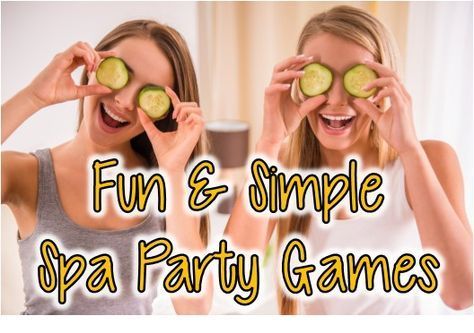 Spa party games that are fun and simple to play - perfect for girl's night! Hair Salon Party Games, Spa Party Teenage, Beauty Games Ideas, Spa Games For Women, Spa Birthday Party Games, Spa Party Games For Women, Spa Party Activities For Adults, Spa Day Games, Spa Party Games For Kids Free Printable