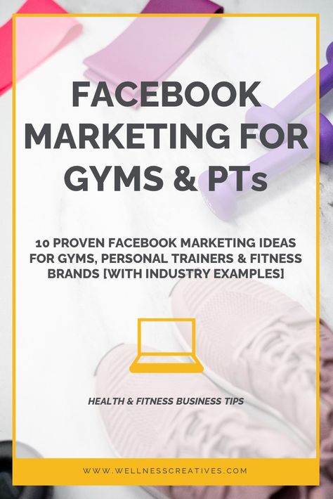 10 proven Facebook marketing ideas for gyms, personal trainers, and fitness brands. Includes industry examples and best practices so you can see these ideas in action! Personal Trainer Marketing, Personal Training Marketing, Gym Personal Trainer, Fitness Branding, Social Media Marketing Planner, Gym Trainer, Facebook Marketing Strategy, Insta Bio, Fitness Business