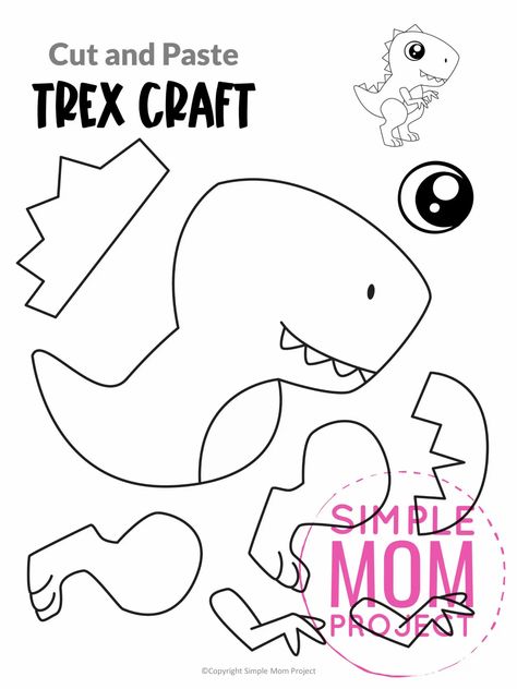 Does your preschooler love coloring their favorite dinosaurs? What about turning them into a paper plate toy? Use our free printable tyrannosaurus rex template to make this adorable dinosaur craft! This trex craft is perfect for kids of all ages including toddlers and kindergartners! Pteradactyl Crafts, Triceratops Craft, Dinosaur Cut Outs, Homeschooling Lessons, Build A Dinosaur, Dinosaur Template, Dinosaur Craft, Dinosaur Activities Preschool, Free Printable Crafts