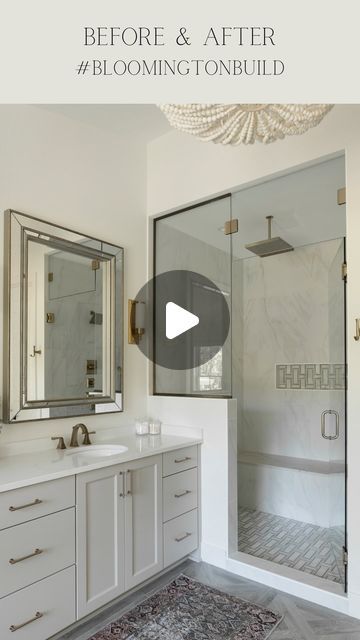 Alma Homes on Instagram: "Are you team walk-in shower or bath? 🛀  The #bloomingtonbuild primary shower is outfitted with beautiful and warm marble tile with champagne bronze finishes and a rain head for the ultimate spa-like experience. ✨ #almahomes   Design/Build: @almahomes . . . . . #mnbuilder #mnremodeler #mninteriordesign #mnbloggers #beforeandafter #rainhead #showerdesign #marbleshower #mastershower #masterbathroom #whitebathroom #luxurybathroom" Alma Homes, Rain Head, Marble Showers, Master Shower, Champagne Bronze, Marble Tile, Shower Design, White Bathroom, Walk In Shower