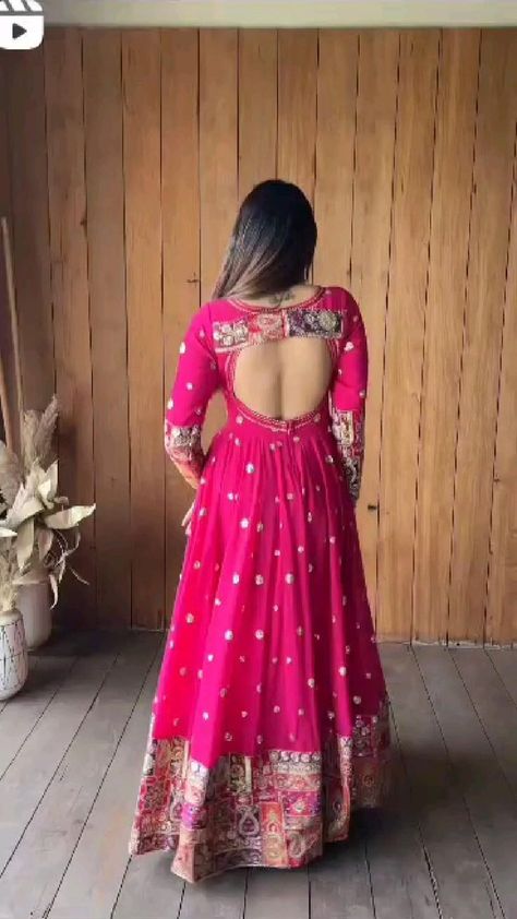 New Dress For Women Diwali, Silk Suits Designs From Saree, Anarkali Dress From Saree Party Wear, Long Frock Ideas With Old Sarees, Dress Stitched From Saree, Silk Saree Dress Gowns Ideas, Traditional Chudidar Dress, Long Frocks For Women Traditional, Long Gown Dress Indian Wedding