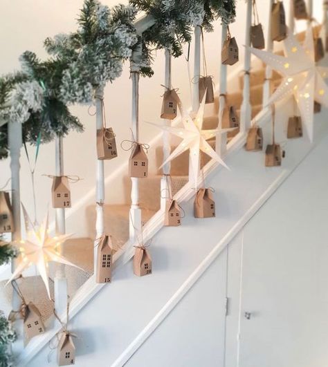 Advent Calendar Houses, Advent Calendar House, Advent House, Cornish Cottage, Christmas Staircase, Scandi Christmas, Christmas Advent Calendar, Christmas Advent, Staircases