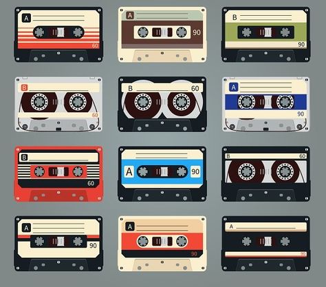 Vector retro audio cassettes by Microvector on @creativemarket Bujo Pictures, Dance Wallpaper, Cassette Audio, Audio Tape, Retro Gadgets, Music Coloring, Tape Art, Isometric Design, Skull Illustration