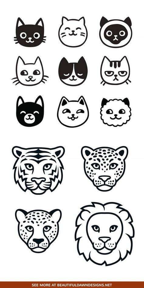 Animal Faces Drawing, Leopard Drawing Easy, Tiger Drawing Simple, Tiger Drawing Easy, Easy Tiger Drawing, Tiger Doodle, Tiger Face Drawing, Leopard Doodle, Leopard Cartoon