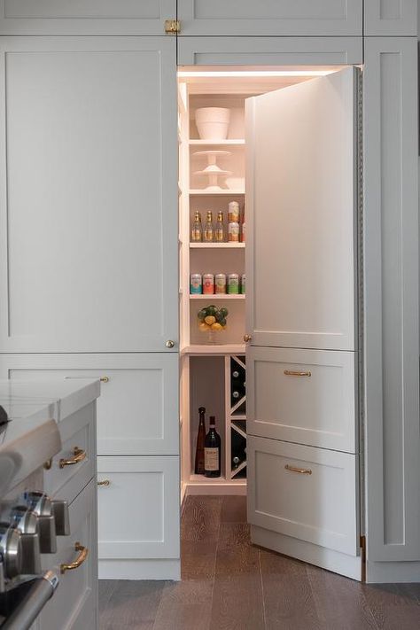 Hidden Kitchen Pantry Door Design - Transitional - Kitchen Cabinets Around Pantry Door, Hidden Pantry Behind Cabinet Doors, Cabinet Door To Pantry, Faux Pantry Door, Concealed Kitchen Door, Pantry Door That Looks Like Cabinets, Faux Cabinet Pantry Door, Concealed Pantry Door, Pantry Door Design