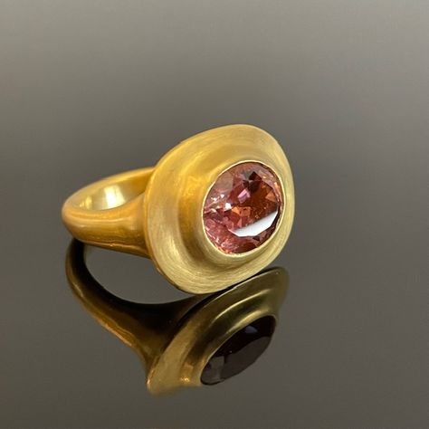 22k & Faceted Peach Tourmaline Masona Ring by Prounis  #prounis #futureheirlooms #augustla Peach Tourmaline, Classy Jewelry, Dream Jewelry, Jewelry Inspiration, Tourmaline, Ring