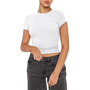 VELISDE Women Slim Fit Crop Tops Crewneck Skinny Shirt Long Sleeve Y2K Sexy Casual Basic Solid Color Going Out Tight Tee, Coffee, X-Small : Amazon.ca: Clothing, Shoes & Accessories Slim Fit Crop Top, Shirt Long Sleeve, Going Out, Long Sleeve Shirts, Tights, Shoes Accessories, Slim Fit, Solid Color, Crew Neck