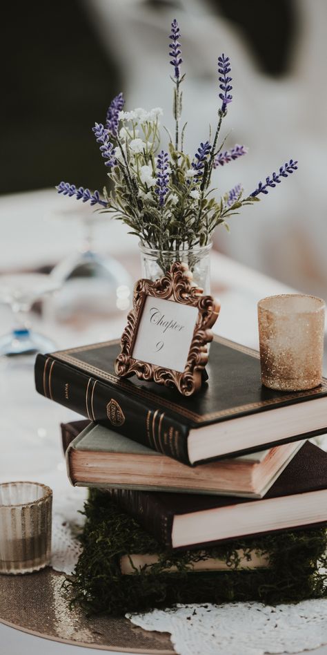 12 Amazing Bridal Shower Centerpiece Ideas | Bridal Shower 101 Book Wedding Centerpieces, Wedding Table Centerpieces Diy, Creative Wedding Centerpieces, Wedding Centerpiece Ideas, Diy Wedding Centerpieces, Book Centerpieces, Book Themed Party, Book Themed Wedding, Literary Wedding