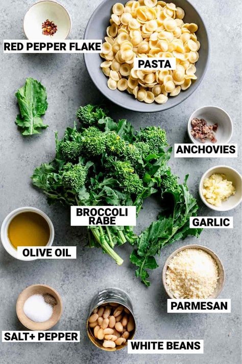 Summer Dinners Healthy, Rapini Pasta, Gluten Free Pasta Recipes, Rapini Recipes, Aesthetics Hairstyles, Broccoli Rabe Pasta, Creamy Beans, Vegetable Pasta Bake, Anchovy Pasta