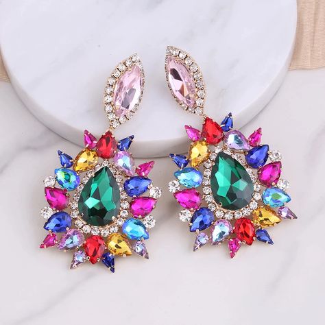 Big Earrings Elegant Purple Crystal Clip on Women Earring Pink Water Drop Huge Fashion Jewelry for Beauty pageant Drag queen| | - AliExpress Chandelier Big, Rich Auntie, Pink Water, Earrings Elegant, Purple Crystal, Big Earrings, Purple Crystals, Beauty Pageant, Water Drop