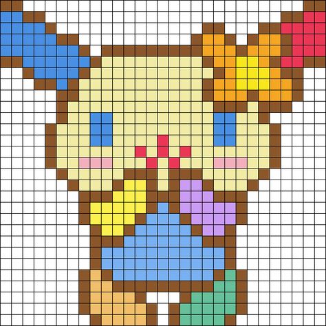 Usahana Perler Bead Pattern | Bead Sprites | Characters Fuse Bead Patterns Usahana Sanrio Perler, Hangyodon Perler Beads, Kidcore Perler Bead Patterns, Perler Beads Ideas Pokemon, Saiki K Perler Beads, Cute Grid Art, Character Perler Bead Patterns, Pompompurin Perler Beads, Clown Perler Beads