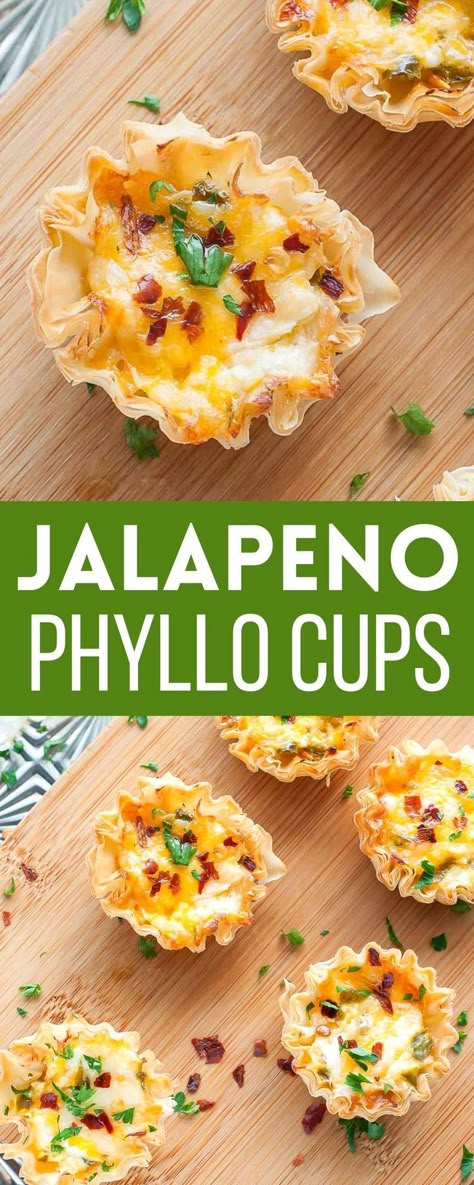 Jalapeño Popper Phyllo Cups, Easy Jalapeno Popper Bites, Jalapeño Popper Cups, Appetizer With Philo Cups, Recipes Using Phyllo Cups, Phyllo Cup Appetizers Easy, Phyllo Cup Recipes, Philo Cups, Phyllo Cup Appetizers