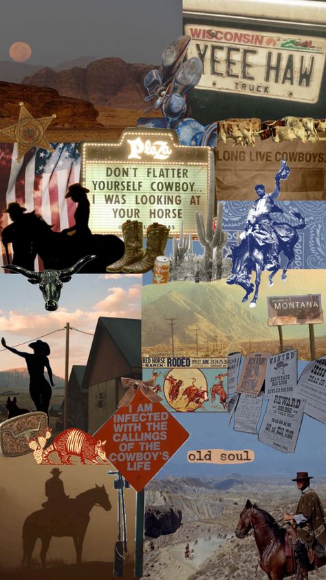 cowboy collage #vibes #aesthetic #cowboy #cowgirl #cowgirlaesthetic #nature #wallpaper #vintage #collage #art #western #westernaesthetic Cowboy Collage, Vintage Western Aesthetic, Aesthetic Cowboy, Western Aesthetic Wallpaper, Vintage Collage Art, Cowboy Aesthetic, Cowgirl Aesthetic, Western Aesthetic, Wallpaper Vintage