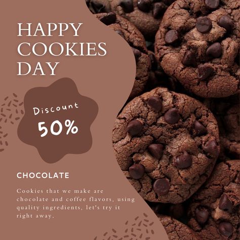 Happy Cookies Day Brownie Packaging, Dessert Logo, Cookie Corner, Cookies Branding, Foodie Photography, Cookie Bakery, Mini Bites, Dessert Packaging, Cookie Business