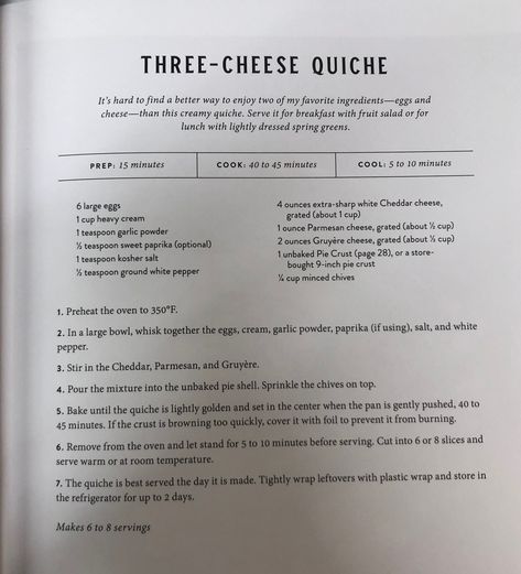 Three Cheese Quiche-Magnolia Table Magnolia Table Quiche Recipe, Magnolia Table Quiche, Magnolia Quiche Recipe, Magnolia Quiche, Joanna Gaines Quiche Recipes, Magnolia Cookbook, Table Brunch, Magnolia Recipes, Magnolia Table Recipes