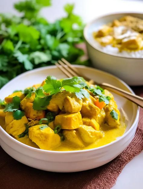 Golden Thai Chicken Curry with Creamy Coconut Sauce Chicken And Golden Potatoes, Coconut Cream Sauce, Creamy Coconut Sauce, Golden Potatoes, Yellow Curry Paste, Thai Chicken Curry, Yukon Potatoes, Yellow Curry, Coconut Sauce