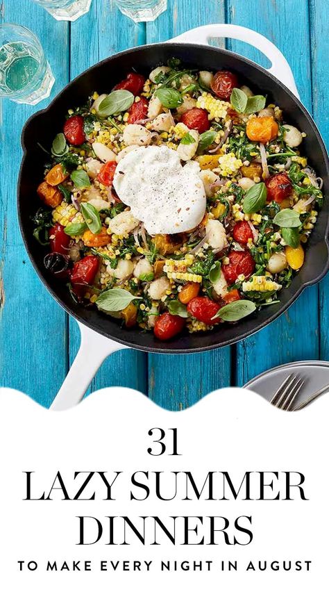 31 Easy Summer Dinner Ideas to Make Every Night in August  via @PureWow Easy Summer Dinner Ideas, Easy Summer Dinner, Summer Dinner Ideas, Healthy Summer Dinner Recipes, Sommer Mad, Food Knowledge, Rainy Summer, Easy Summer Dinners, Healthy Summer Dinners