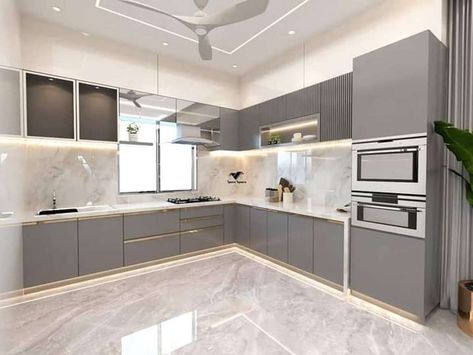 Kitchen, Lighting, Storage Designs by Carpenter Amit Sharma, Delhi | Kolo Kichen Design, L Shaped Modular Kitchen, Kitchen Unit Designs, Modern Style Kitchen, Kitchen Wardrobe Design, Kitchen Ceiling Design, Simple Kitchen Design, Laminate Kitchen, Wardrobe Interior Design