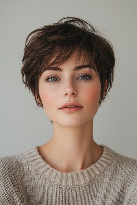 30+ Dynamic Long Pixie Haircut Ideas to Refresh Your Style in 2024 – CreativeBooster Feathered Short Hairstyles, Feathered Pixie Cut, Feathered Pixie Haircut, Long Pixie Haircut, Feathered Pixie, Curled Pixie, Feathered Layers, Brunette Pixie, Pixie Haircut Ideas