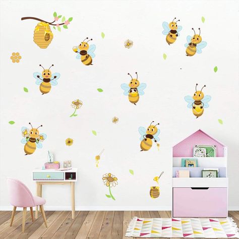 PRICES MAY VARY. Title: ufengke Yellow Bee Wall Stickers Flower Beehive Branch Wall Decals Art Decor for Kids Bedroom Nursery Playroom. Product Type: Categories > Nursery > Décor > Wall Décor > Stickers Tree Branch Wall Art, Playroom Wall Decals, Bee Flower, Diy Wall Stickers, Fridge Decor, Bee Wall, Room Stickers, Yellow Bee, Bee Sticker