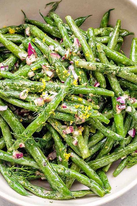 Fresh Green Bean Recipes, Green Bean Salad Recipes, Dill Recipes, Green Bean Salad, Lemon Green Beans, Salad With Lemon, Green Bean Salads, Bean Salad Recipes, Green Eating