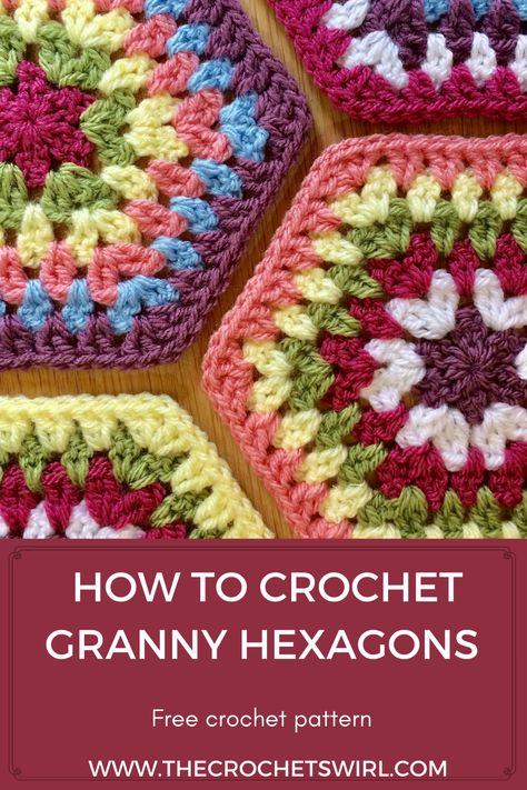 Free crochet pattern Granny Hexagon Doll Free Pattern, Granny Hexagon Blanket, Granny Hexagon Crochet, Aesthetic Crochet Patterns, Crochet Hexagons, Crochet Flower Granny Square Pattern, Hexagon Crochet Pattern, Granny Hexagon, Hexagon Crochet