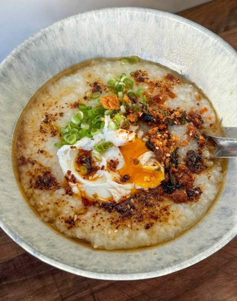 The Ultimate Congee (Jook/Chinese Rice Porridge/粥) Recipe | Verna Gao Chinese Jook Recipe, Congee With Egg, Savory Rice Porridge, Best Congee Recipe, Instant Pot Congee Rice Porridge, Vegetarian Congee Recipe, How To Make Congee, Chinese Congee Recipe, Porridge Recipes Chinese