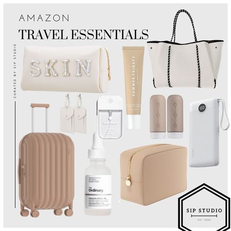 neutral travel essentials Amazon Travel Essentials, Travel Packing List, Multi Pocket Bag, Stylish Luggage, Travel Bag Essentials, Packing Organizers, Packing List For Vacation, Amazon Travel, Luxury Gifts For Her