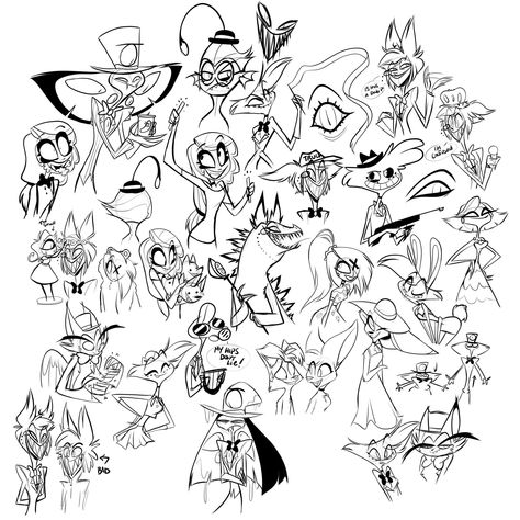 Vivienne M. on Twitter: "Doodles done for the past two streams! 👍💕… " Vivziepop Twitter, Vivienne Medrano, H Hotel, Fashion Tutorial, Vivziepop Hazbin Hotel, Hotel Style, Art Style Inspiration, Art Series, Hotel Art