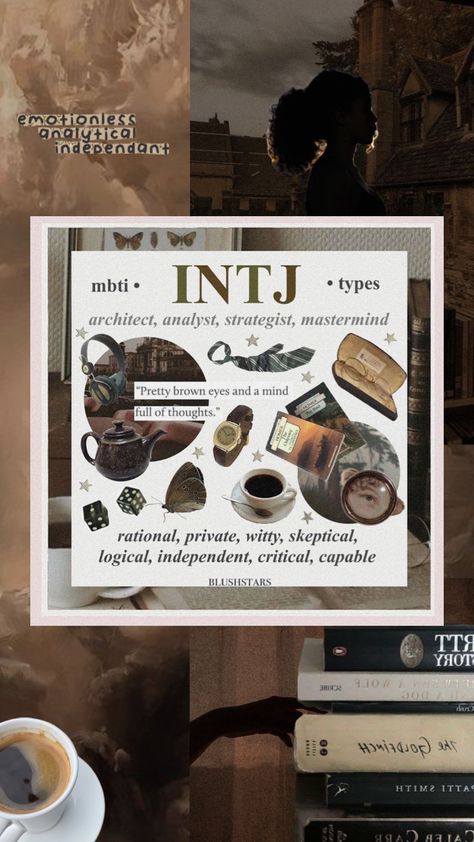 Intj Vibes Wallpaper, Intj Female Aesthetic, Intj Vibes Aesthetic Wallpaper, Intj Aesthetic Core, Intj Girl Aesthetic, Intj Moodboard, Intj Aesthetics, Intj Aesthetic Collage, Ou Aesthetic